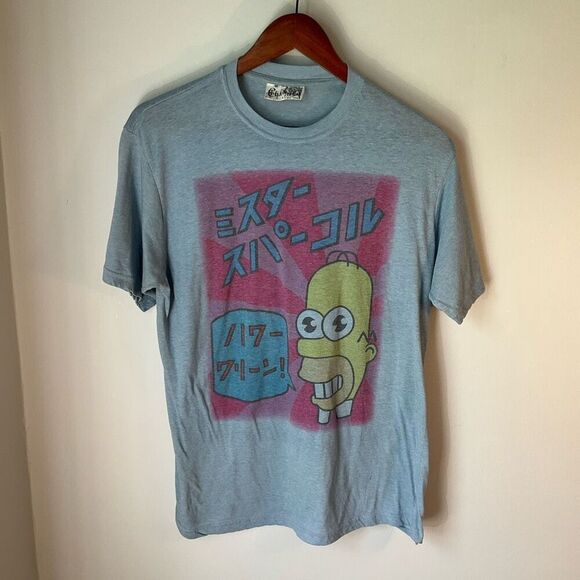 Simpsons Mr Sparkle Japanese Vintage 90’s Changes TShirt, L. Light Blue. Rare! - Picture 5 of 12